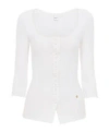 Chloé Fitted Cotton Cardigan With Deep Neckline In White