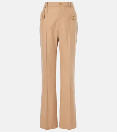 Chloé Cotton Slim Pants In Brown