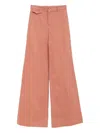 Chloé Cotton High Waist Flared Trousers With Back Pockets In Pink