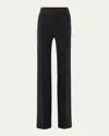 Chloé Cotton Stretch Pintuck Straight-leg Trousers In Black