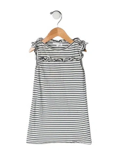Pre-owned Chloé Babies' Cotton Striped Short Sleeve Dress In Black/white