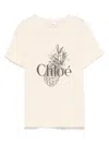 Chloé Pink Crewneck T-shirt With Maxi Logo Print On The Front In Cotton Woman In Neutral