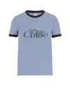Chloé Chloè Logo Cotton T Shirt In Blue