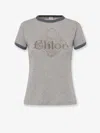 Chloé Baby Fit T-shirt With Logo In Cotton Jersey In Gray