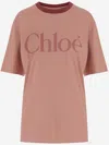 Chloé Pink Cotton T-shirt With Logo