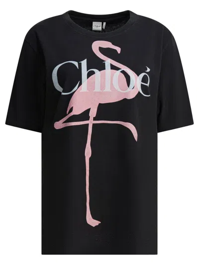 Chloé Cotton T-shirt With Logo In Black
