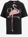 Chloé Women Black Crewneck T-shirt With Maxi Logo Print On The Front In Cotton Woman In Black