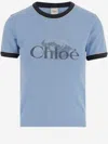 Chloé Chloè Logo Cotton T Shirt In Blue