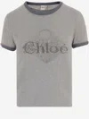Chloé Baby Fit T-shirt With Logo In Cotton Jersey In Gray