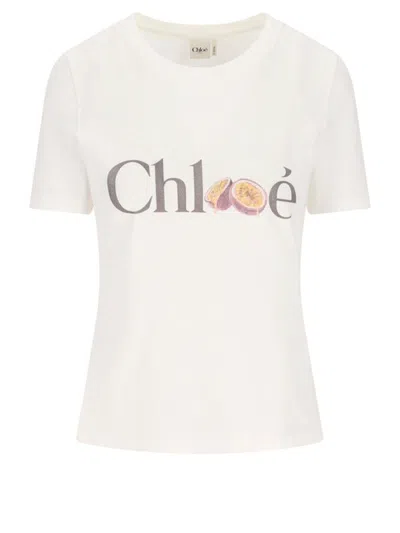 Chloé Passion Fruit Print Baby Fit Cotton Jersey T-shirt In White