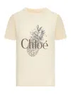 Chloé Pink Crewneck T-shirt With Maxi Logo Print On The Front In Cotton Woman