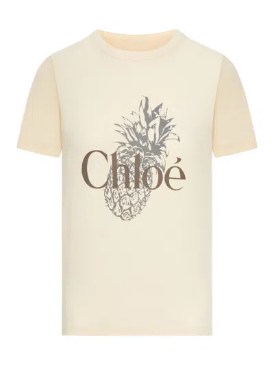 CHLOÉ BABY FIT T-SHIRT WITH LOGO IN COTTON JERSEY