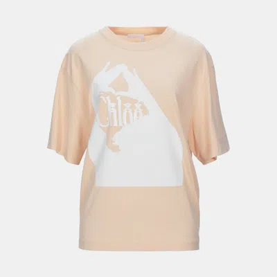 Pre-owned Chloé Cotton T-shirt Xs In Beige