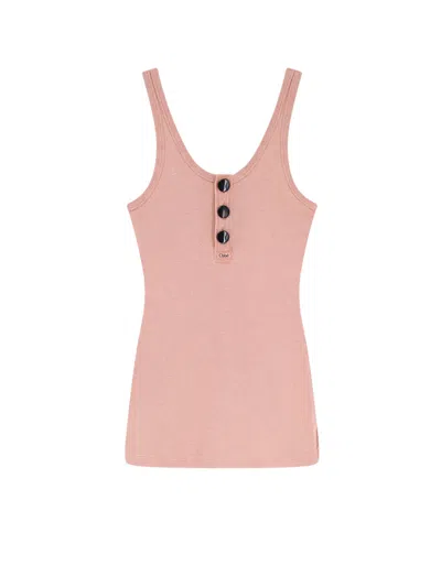 Chloé Cotton Tank Top In Pink