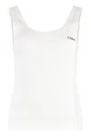 Chloé Women Logo Cotton Tank Top In Multi