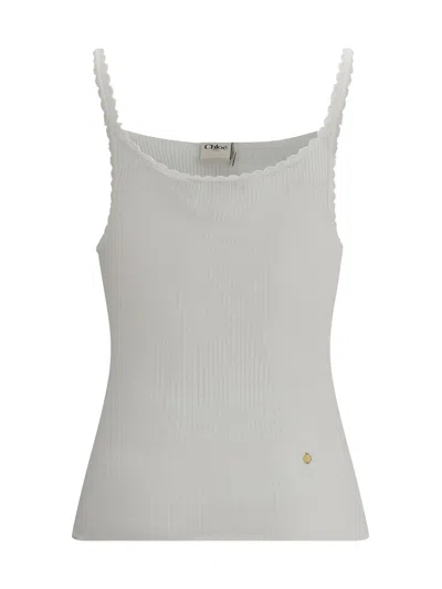Chloé Cotton Tank Top In White