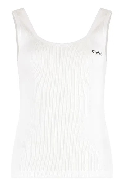 Chloé Cotton Tank Top In White