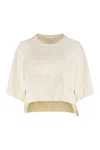 Chloé Biologic Cotton T-shirt With Frontal Logo Patch In Green