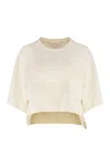 Chloé Biologic Cotton T-shirt With Frontal Logo Patch In Green