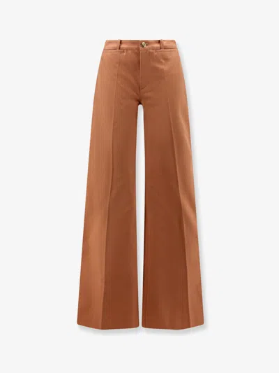 Chloé Cotton Trousers In Brown