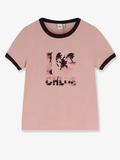 Chloé Cotton T-shirt With Print In Pink