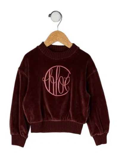 Pre-owned Chloé Babies' Cotton Velour Sweater In Brown