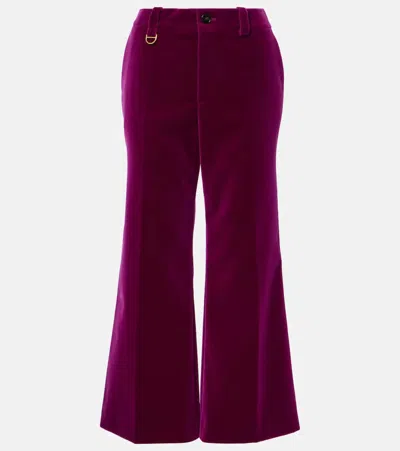 CHLOÉ CHLOÉ COTTON VELVET CROPPED BOOTCUT PANTS
