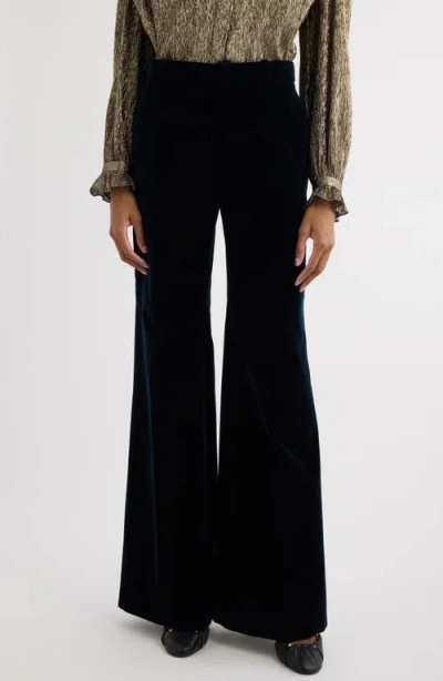 Chloé Cotton Velveteen Flare Leg Pants In Evening Blue