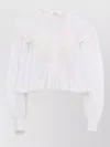 Chloé Milk Cotton Voile And Lace Ruffled Cropped Top In White