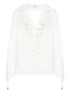 Chloé Voile Top With Balloon Sleeves And Lace In White