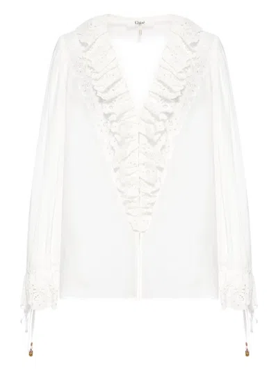 Chloé Chloè Cotton Voile Top In White