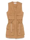 Chloé Buckled Cotton-twill Vest In Brown