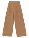 Chloé High-rise And Wide-leg Cotton Canvas Trousers Clothing In Brown
