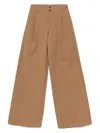 Chloé High-rise And Wide-leg Cotton Canvas Trousers Clothing In Brown