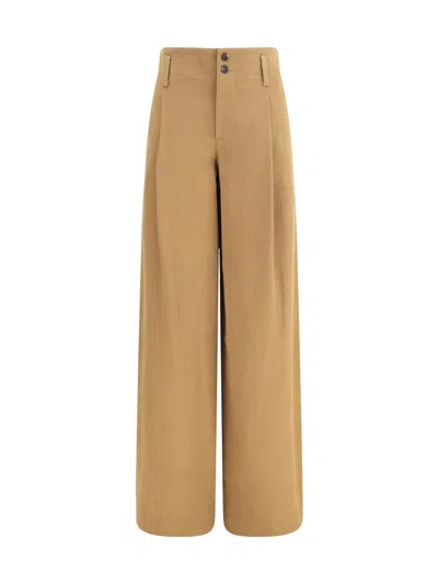 Chloé Cotton Wide-leg Trousers In Brown