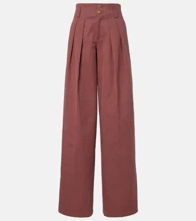 Chloé Cotton Wide-leg Pants In Brown