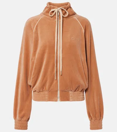 Chloé Cotton-blend Velour Zip-up Sweatshirt In Brown