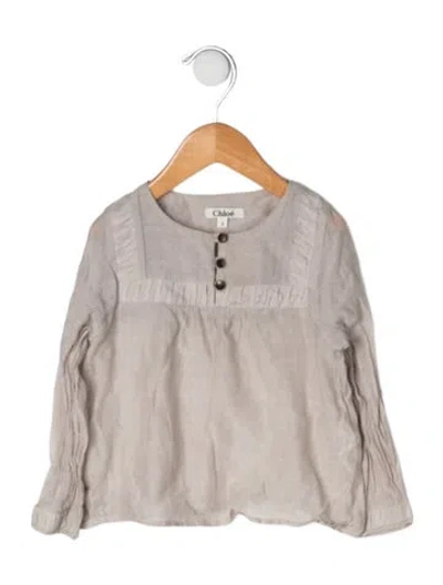 Pre-owned Chloé Babies' Cotton-silk Blend Top In Neutrals