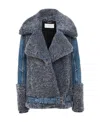Chloé Hybrid Biker Jacket Blue Size 6 100% Lambskin In Black