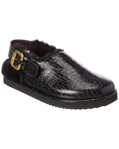 Chloé Cracked Leather Mule In Black