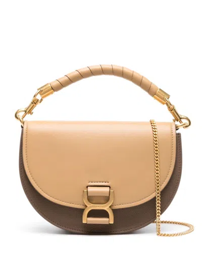 Chloé Cream Brown Mini Crossbody Bag With Gold Insignia For Women In Burgundy