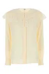 Chloé Lace-trimmed Organic Silk Crepe De Chine Blouse In Neutral