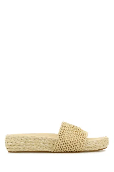 Chloé Chloe Cream Isla Slippers In Gold