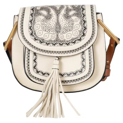 Pre-owned Chloé Chloe Cream Leather 2016 Hudson Small Embossed Shoulder Bag In White