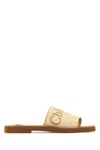 Chloé Slip-on Sandals With Embroidered Logo In Sweetbeige
