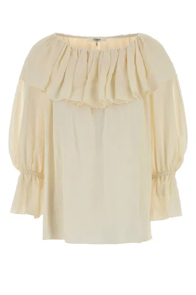 Chloé Chloe Cream Silk Blouse In Yellow