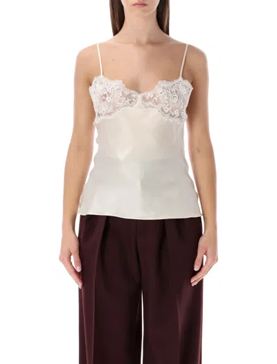 Chloé Cream Silk Tank Top In Gray