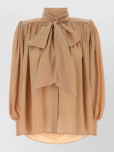 CHLOÉ CREPE BLOUSE PUFF SLEEVES BOW DETAIL