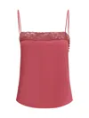 Chloé Chloe Lace-trimmed Silk Crepe De Chine Top In Brown