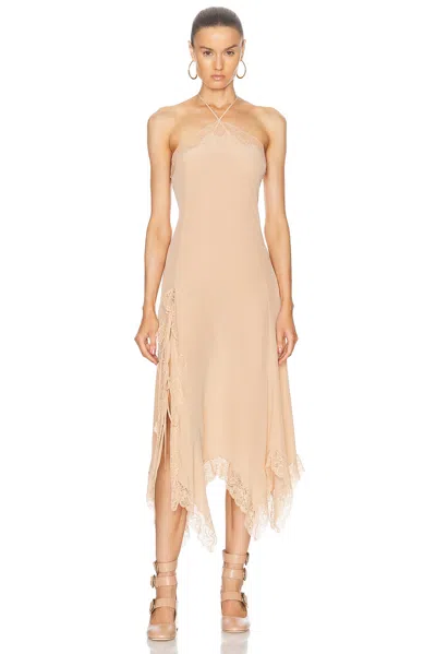 Chloé Beige Lingerie Halterneck Silk Maxi Dress